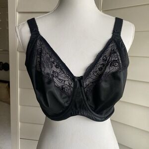Elomi Black Lace Stretch Morgan Banded Bra Size US 34K UK 34H 4111